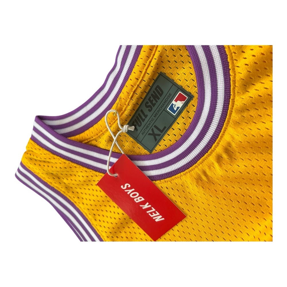 Full Send All Star Basketball Yellow Lakers Style Jersey Nelk Boys Men’s Size XL - Picture 2 of 15